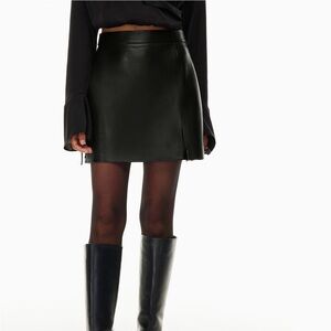 Aritzia Wilfred Black Leather Mini Skirt